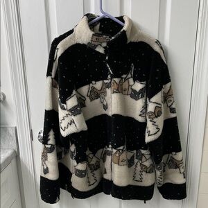 Cozy Black and Cream Patterned Women's Jacket